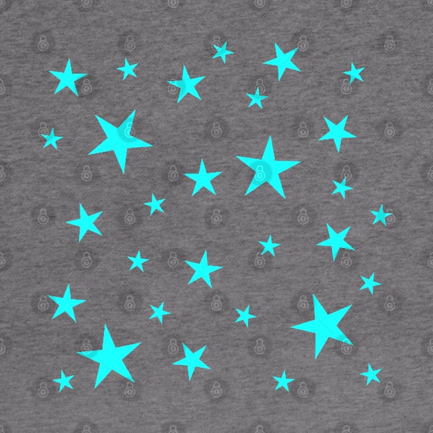 Bright Turquoise Stars Pattern | Light Blue by stuartjsharples